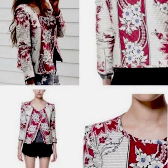 Zara TRF Quilted Floral Moto Jacket [Size Small] - Picture 3 of 12